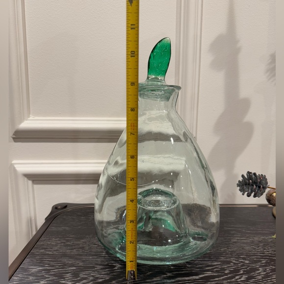 Large Handmade Green Glass Fly Wasp Bee Catcher Jar w/ Leaf Topper - Picture 5 of 5